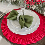 Round Ruffle Velvet Placemat: Mocha / 16.5 Inch Round