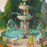 JANET HILL STUDIO - Selfie At The Mermaid Public Fountain Art Print - 8.5" X 11"