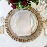Round Ruffle Velvet Placemat: Mocha / 16.5 Inch Round