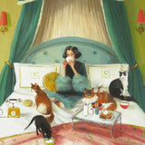 JANET HILL STUDIO - Mademoiselle Mink Breakfasts In Bed Art Print 8.5"x11"