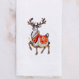 Royal Reindeer White Linen Towel