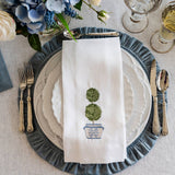 Double Boxwood Topiary Linen Towel