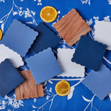 Scalloped Wood Coasters, Square, Maritime Colors, Set of 4