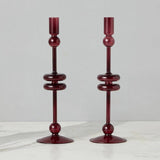 Glass Candlestick, Large, Merlot (Sold Individually)