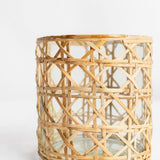 Cane Candle Holder Open Weave -  Small