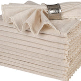Flax Linen Cotton Cloth Dinner Napkin - Lace Trim - Set of 4