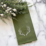 Antlers Linen Towel - Evergreen (Taupe)