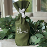 Cheers Linen Wine Bag