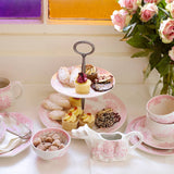 Rental-Burleigh - Pink Asiatic Pheasants 2 Tier Cake Stand