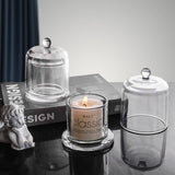 Glass Match & Candle Holder With Glass Cover