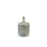 Diamond-Cut Crystal Glass Storage Jar