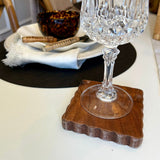 Scalloped Wood Coaster, Brown grain, Scalloped square