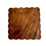 Scalloped Wood Coaster, Brown grain, Scalloped square