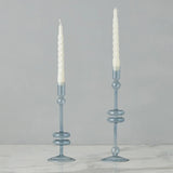 Denim Glass Candlestick Pair, Medium