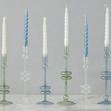 Denim Glass Candlestick Pair, Medium