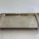 Found Vintage - Footed Rectangle Silver Serving Tray