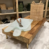 8 1/2" x 16 1/4" Teak & Brass Riser