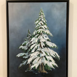 18" x 24" x 1 1/4" Evergreen with Snow- 2 trees-by Local Artist Laurie Wienke