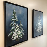 18" x 24" x 1 1/4" Evergreen with Snow- 3 trees-by Local Artist Laurie Wienke
