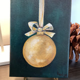 5" x 7" Gold Ornament- Green- Acrylic Painting-by Local Artist Laurie Wienke