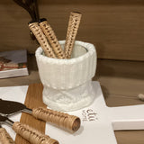 Glass Votive with Cream Stocking Cover