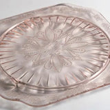 Found Vintage - Jeannette Glass Adam Pink Depression Glass Footed Cake Plate