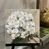 Mini 4" x 4" Annabelle Hydrangea Cream Background with easel (Acrylic)