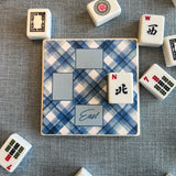 Mahjong-Blue Tartan "Who discarded what?" game play coaster