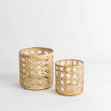 Cane Candle Holder Open Weave - Medium