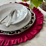 Round Ruffle Velvet Placemat: Mocha / 16.5 Inch Round