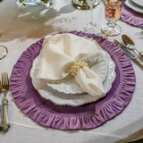 Round Ruffle Velvet Placemat: Mocha / 16.5 Inch Round