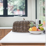 Rattan Cloche Dome Cover: Small 16" D