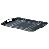 Navy Green Plaid Large Melamine Tray w/ Handles