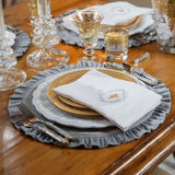 Round Ruffle Velvet Placemat: Mocha / 16.5 Inch Round