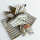 Yellow, Blue & White Striped Luncheon Napkins 9 1/2" x 10"