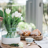 White Colorblock Flower Vase