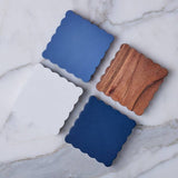Scalloped Wood Coasters, Square, Maritime Colors, Set of 4