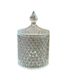 Diamond-Cut Crystal Glass Storage Jar